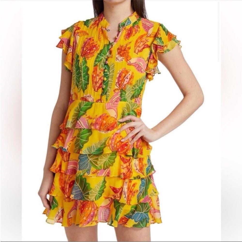 FARM Rio Vibrant Floral Dress - Yellow and Green